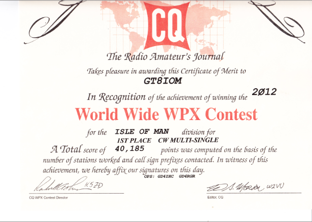 GT8IOM - CQ World Wide WPX Contest 2012 - 1st Place Multi Operator