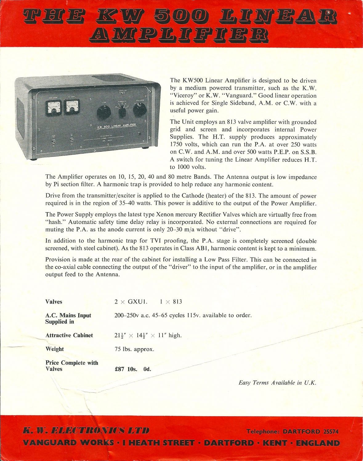 KW 500 Brochure (Source Roger Basford G3VKM)