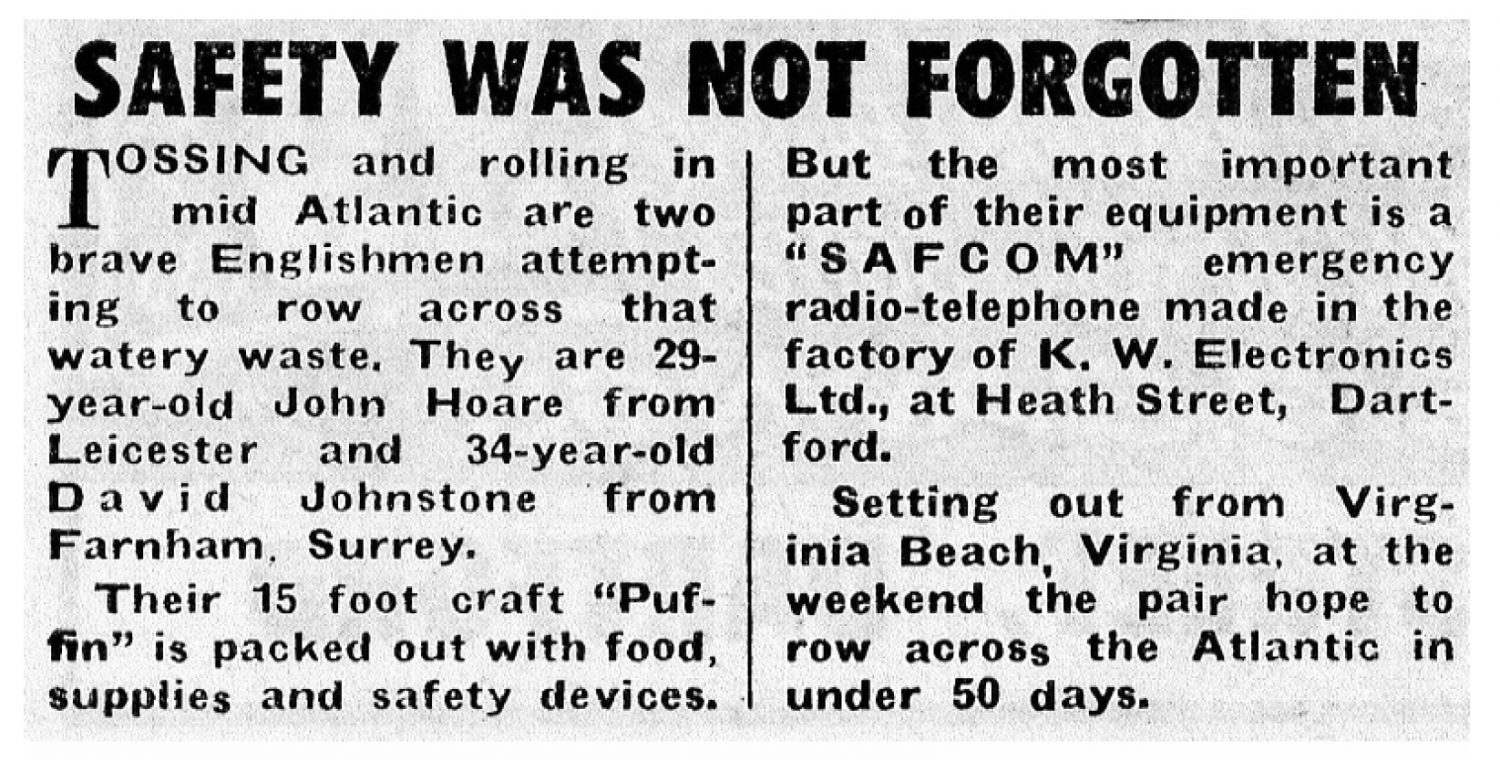 Newspaper Article - Safety was not forgotten- Dartford Reporter 27th May 1966