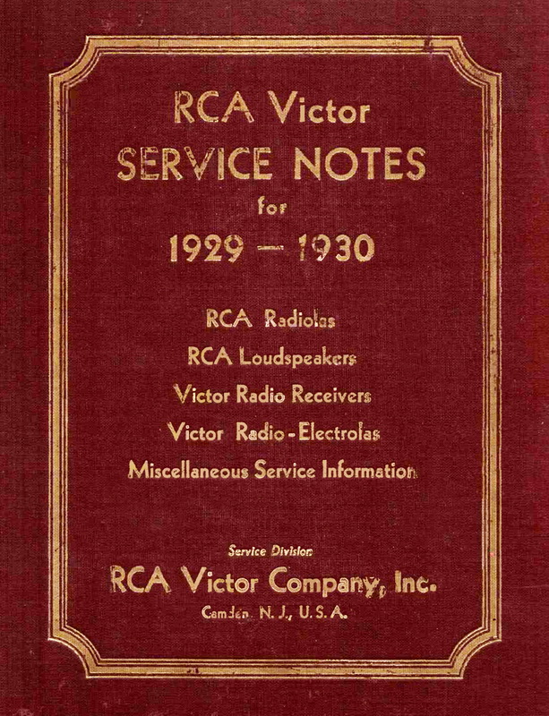 RCA-Victor Service Notes - 1929-1930 Cover