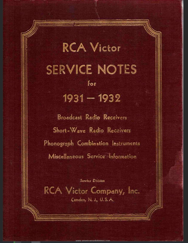 RCA-Victor Service Notes - 1931-1932 Cover