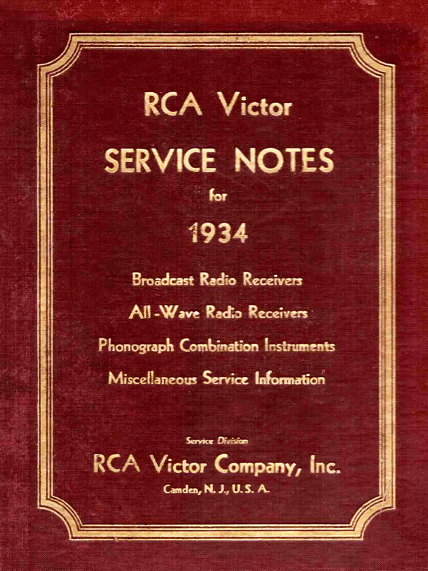 RCA-Victor Service Notes - 1934 Cover
