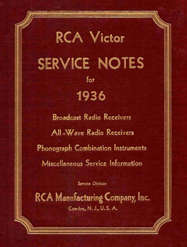 RCA-Victor Service Notes - 1936 Cover