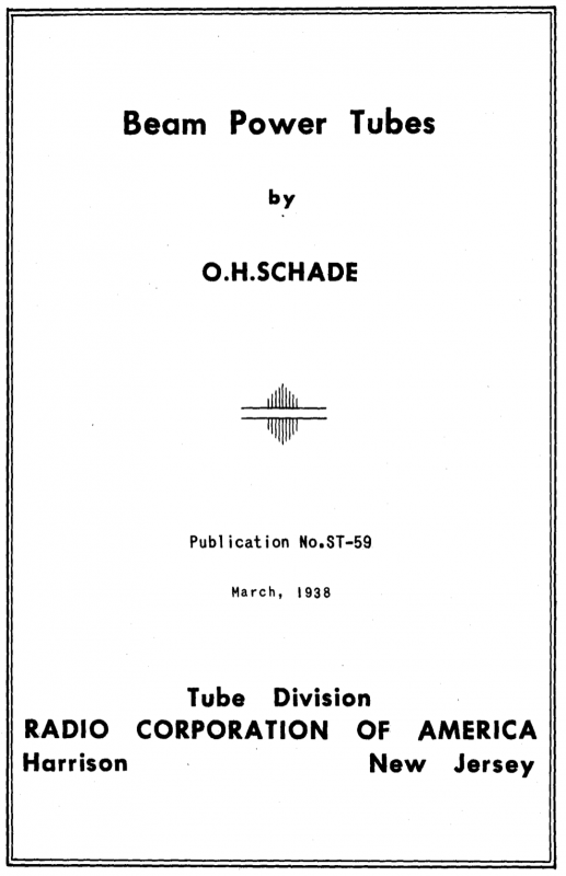 Beam Power Tubes by O.H. Schade