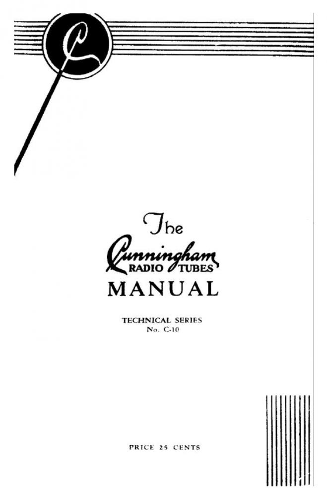 Cunningham Radio Tubes Manual (1932)