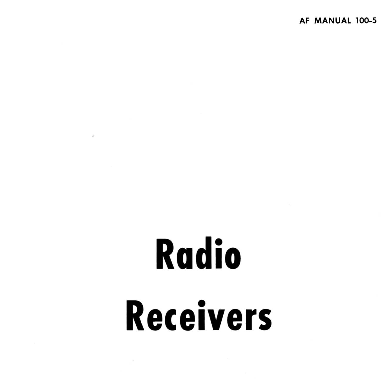 Radio Receivers Manual by Dept. USA Air Force (1956)