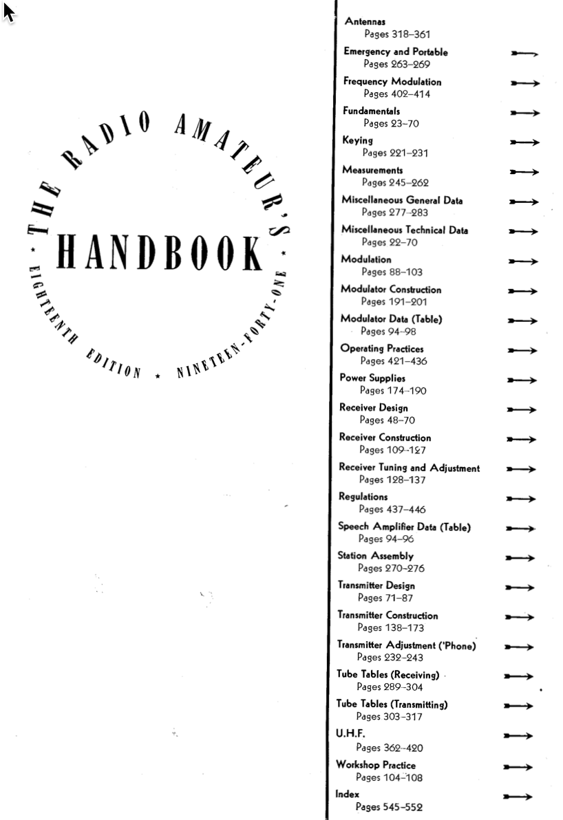 ARRL Radio Amateurs Handbook (18th Edition 1941)