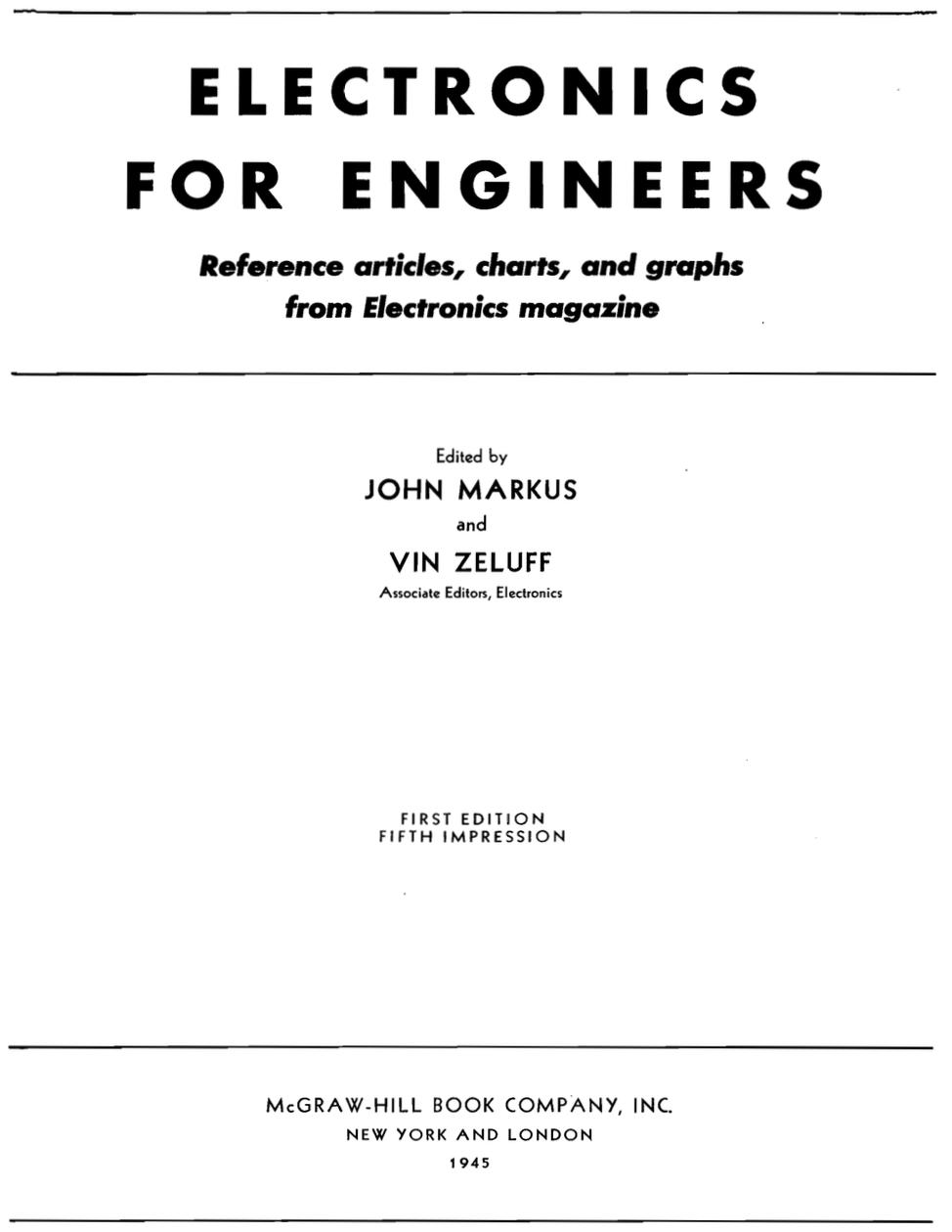 Electronics for Engineers (1st Edition, 1945)