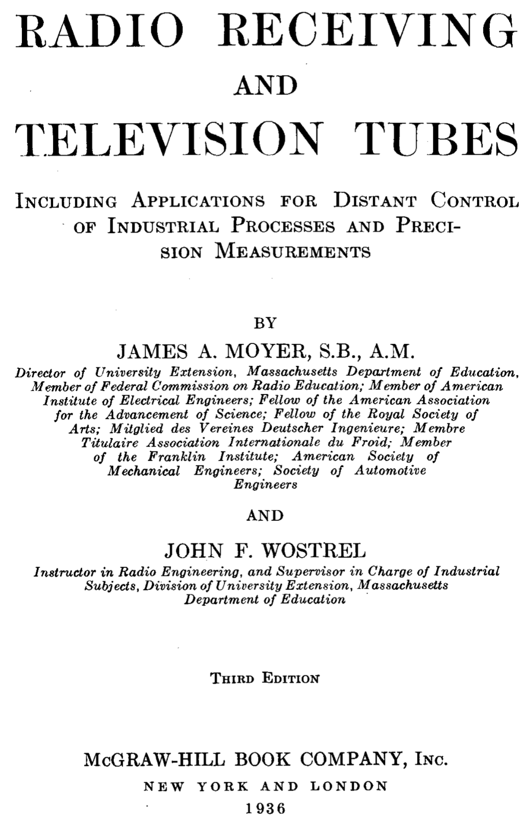 Radio Receiving and Television Tubes (3rd Edition, 1936)