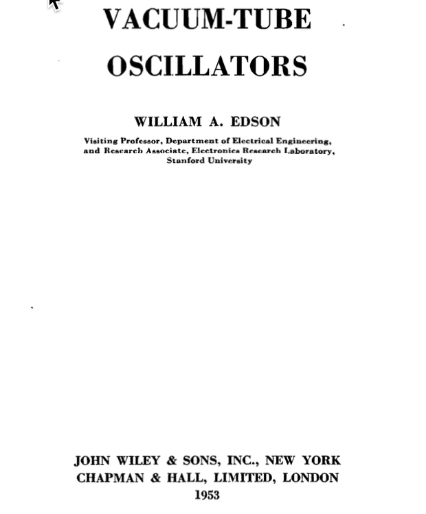 Vacum-Tube Oscillators by William A. Edson (1953)