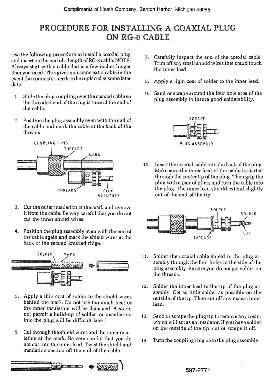 Heathkit - Proceedure for Installing a Coaxial PL-259 Plug on RG-8 Cable