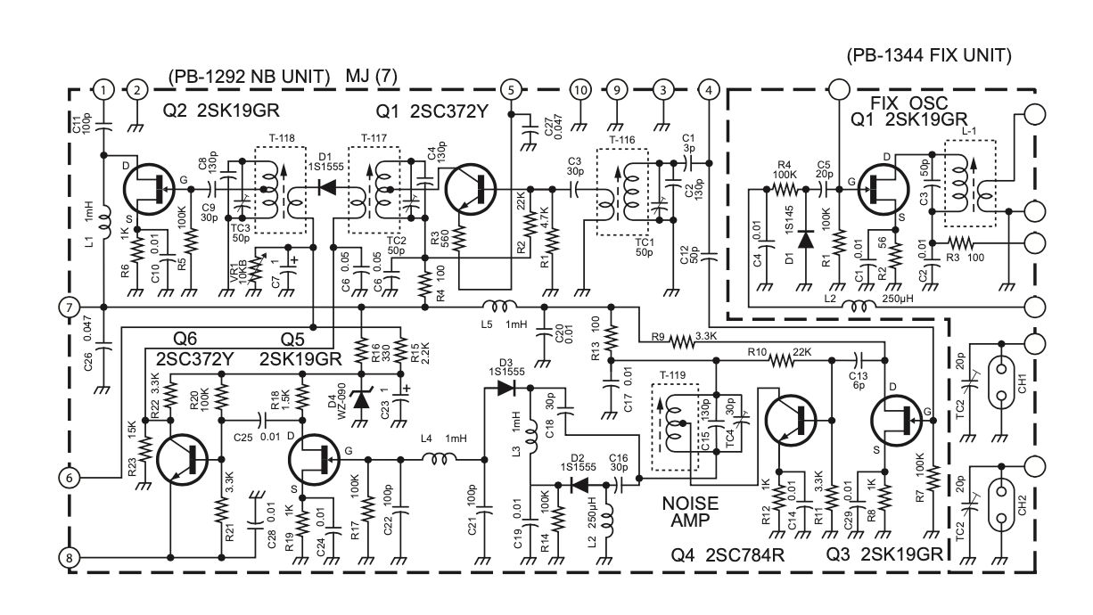 Yaesu FT-101B - Schematic of PB-1292 Noise Blanker Unit