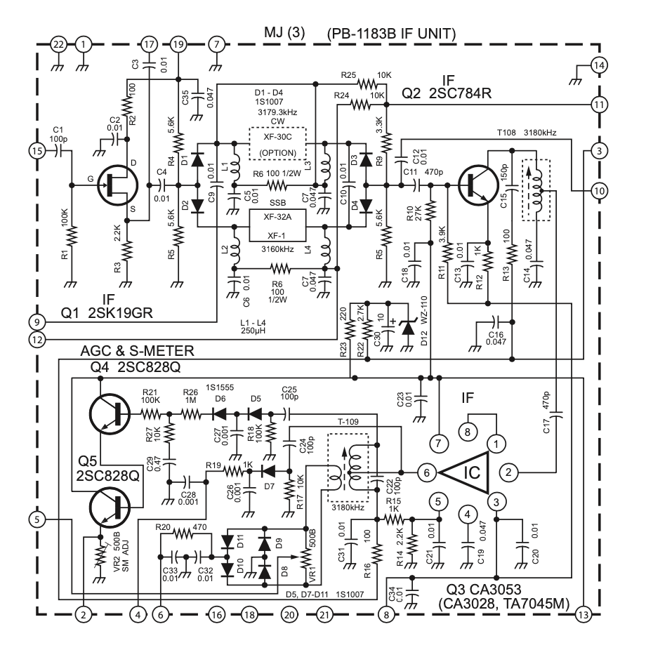 Yaesu FT-101B - Schematic of PB-1183B IF Unit