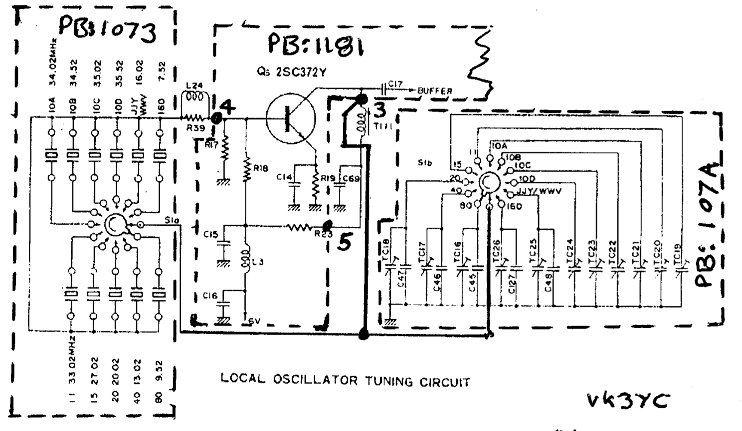 Yaesu FT-101E - Schematic (Heterodyne Oscillator Circuit)
