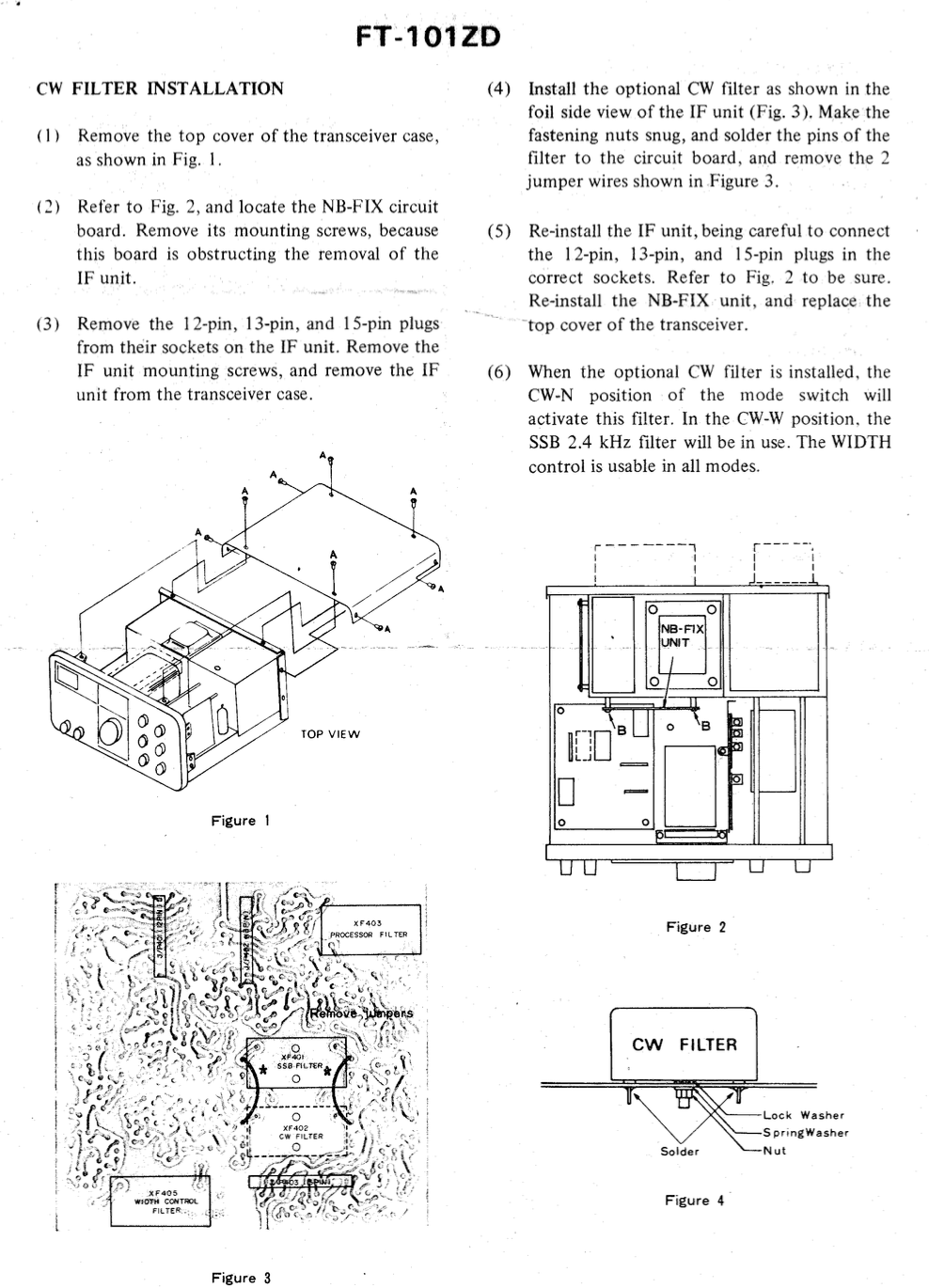 Yaesu FT-101ZD - CW Filter Installation