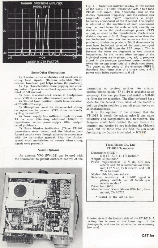 Yaesu FT-101B - Review by W1CER (QST Magazine 1974-02)