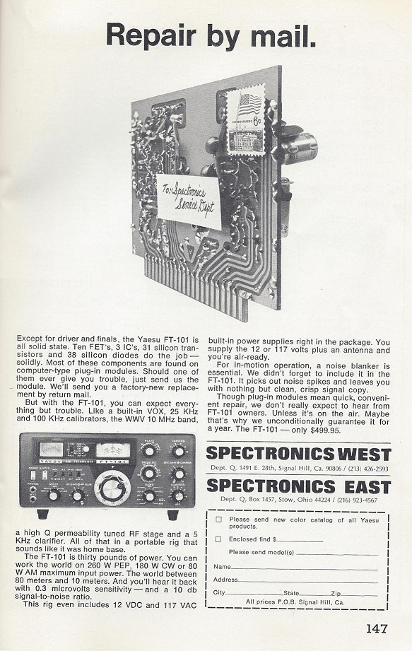 First Advert for the Yaesu FT-101 (QST Magazine 1971-01)