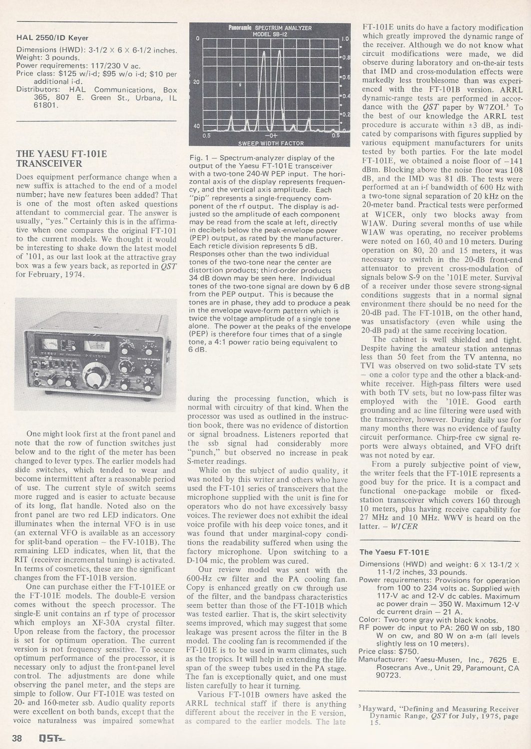 Review by W1CER (QST Magazine 1976-02)