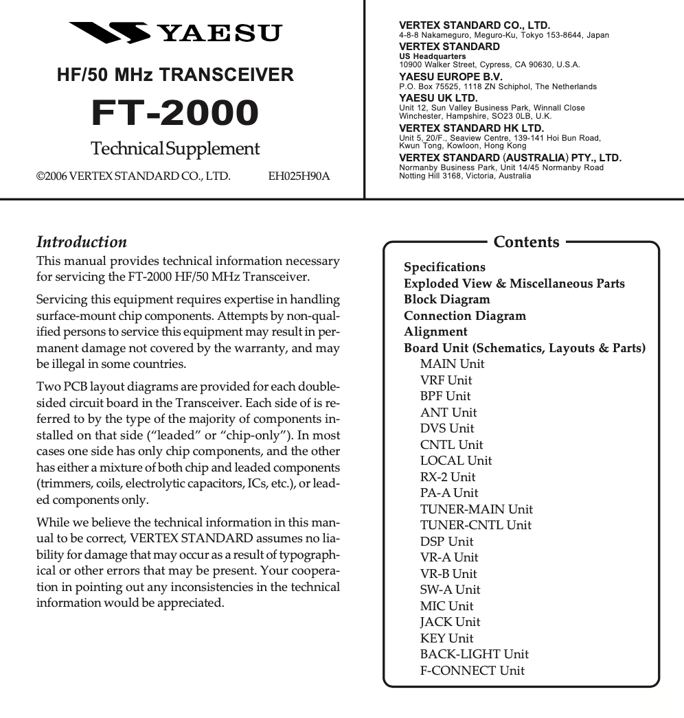 Yaesu FT-2000 Service Manual