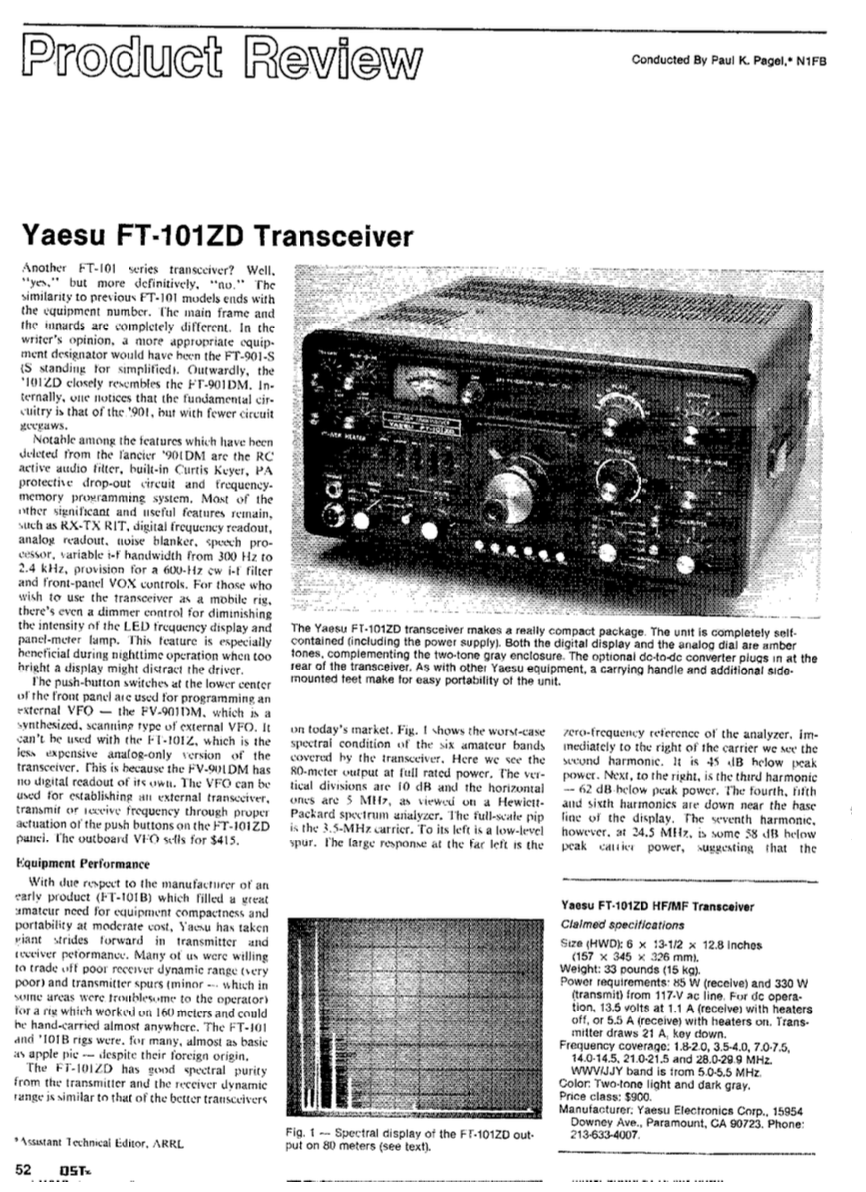 Yaesu FT-101ZD Mark 1 - QST Magazine Review (1979-12)