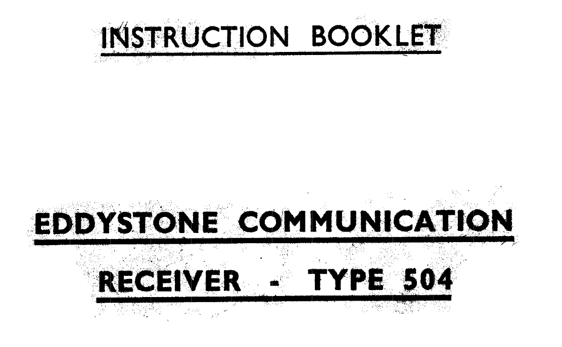 Eddystone Type 504 - Instruction Manual