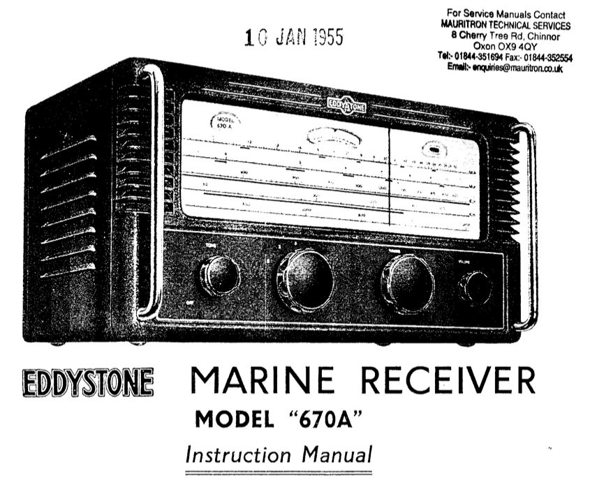 Eddystone 670A Marine Receiver - Instruction Manual