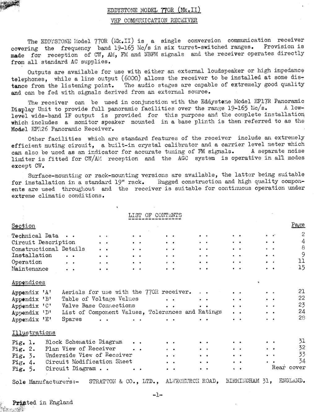 Eddystone Type 770R Mark 2 Communications Receiver - Service Manual