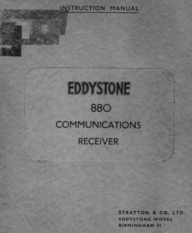 Eddystone Type 880 Communications Receiver - Instruction Manual