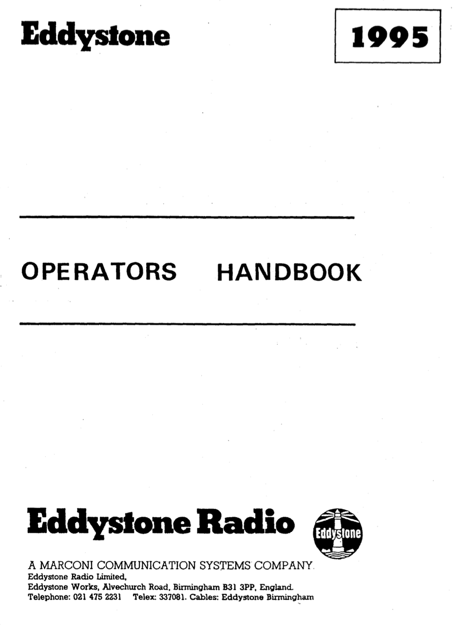 Eddystone Type 1995 High Stability VHF/UHF Receiver - Instruction Manual