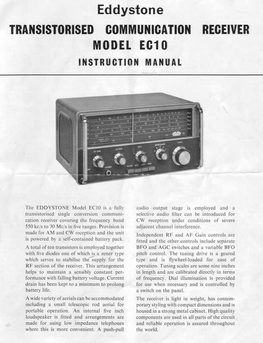 Eddystone Type EC10 Receiver - Instruction Manual (1968-12)