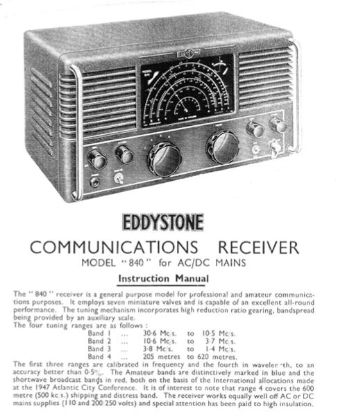 Eddystone Type 840 Communications Receiver - Instruction Manual