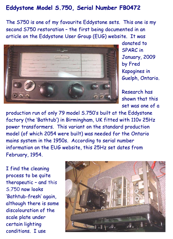 Eddystone Type S.750 - Restoration Guide by Gerry O’Hara (VE7GUH)