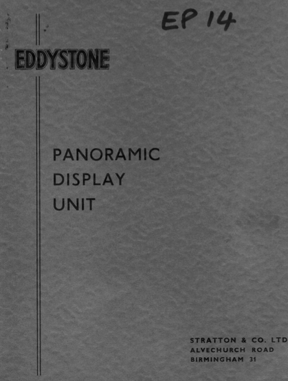 Eddystone Type EP14 Panoramic Display Unit - Service Manual