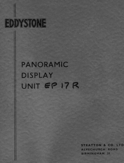 Eddystone Type EP17R panoramic Display Unit - Service Manual