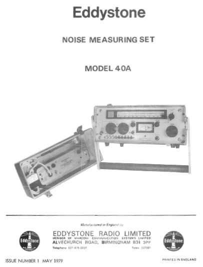 Eddystone Type 40A Noise Measuring Set - Service Manual