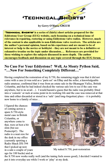 Eddystone Technical Shorts 4 - Case History