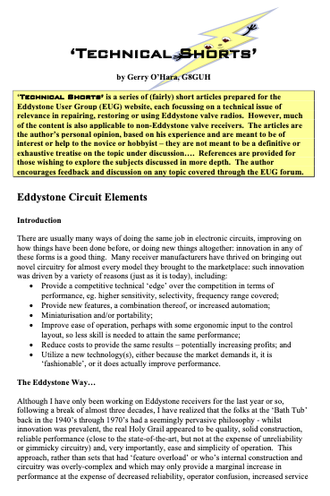 Eddystone Technical Shorts 7 - Eddystone Circuits