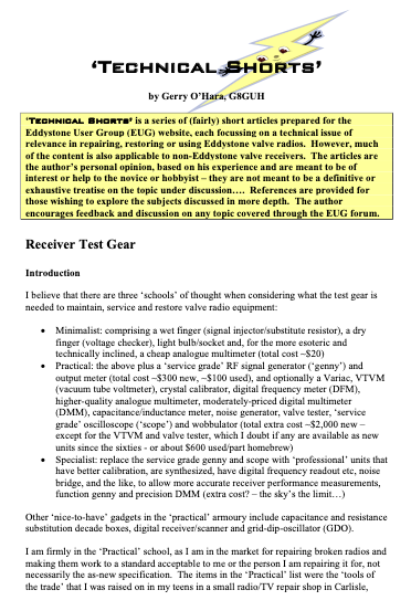Eddystone Technical Shorts 10 - Receiver Test Gear