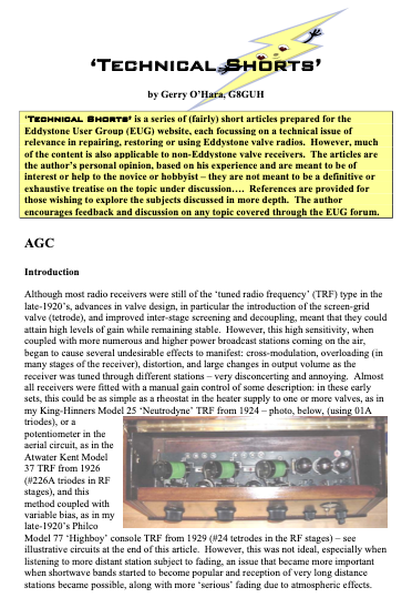 Eddystone Technical Shorts 14 - AGC