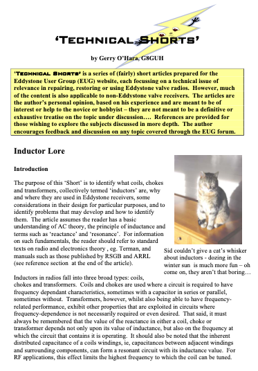 Eddystone Technical Shorts 15 - Inductors