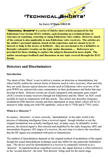 Eddystone Technical Shorts 16 - Detectors and Discriminators