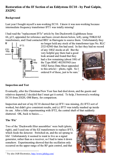 Type EC10 - Restoration of the IF Section of an Eddystone EC10 by Paul Galpin (ZS2PG)