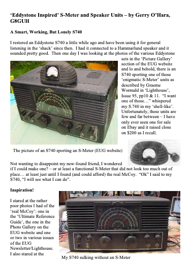 Eddystone Type S.740 - Inspired S-Meter and Speaker Units