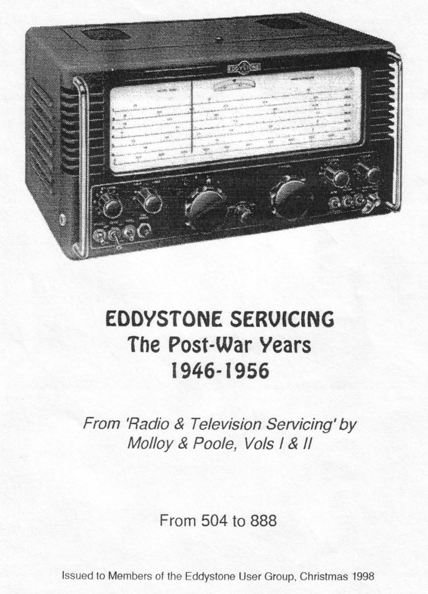 Eddystone Servicing The Post War Years 1946-1956