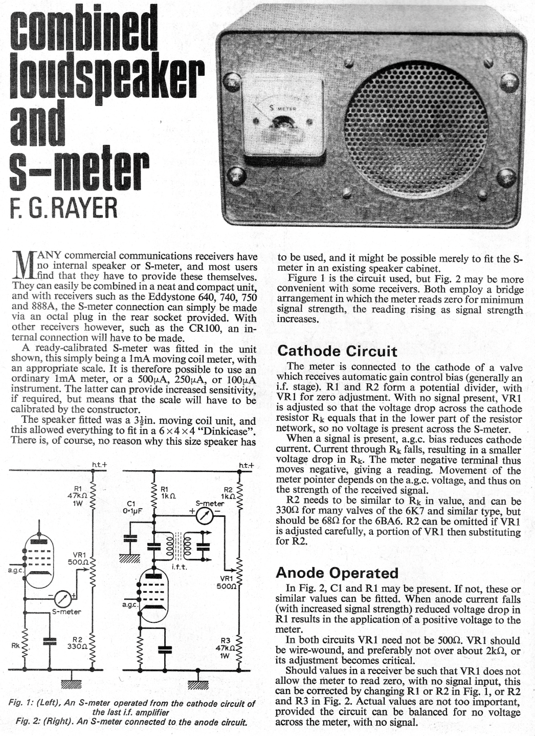 Combined Loudspeaker and S-Meter - Practical Wireless (1969-05)
