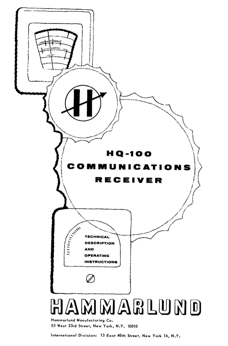 Hammarlund HQ-100 - Technical Description and Operating Instructions