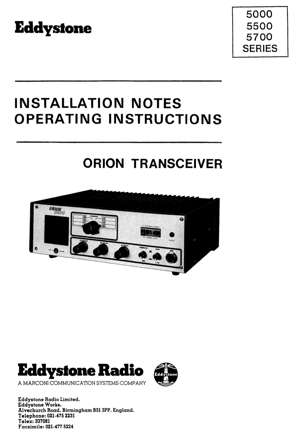Eddystone Type 5000 - Operation and Service Manual 2