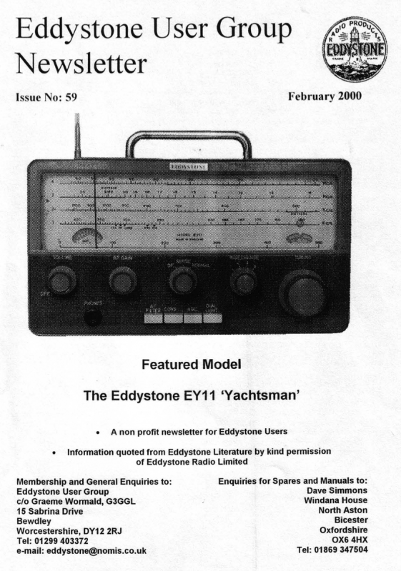 Eddystone Users Group Magazine (Lighthouse) - Volume 59