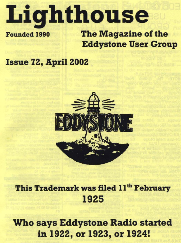 Eddystone Users Group Magazine (Lighthouse) - Volume 72