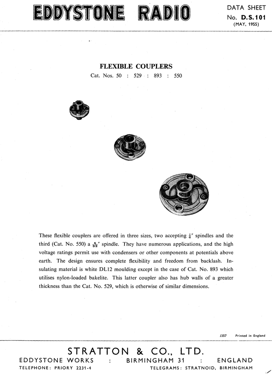 Eddystone Datasheet - Capacitors